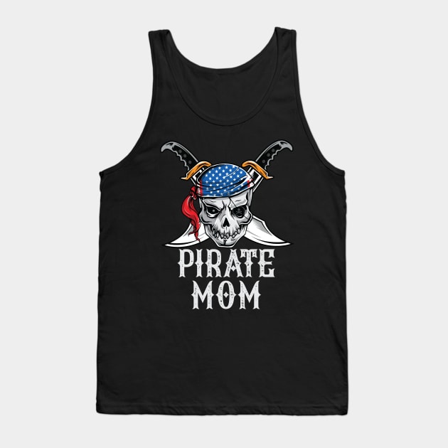 Pirate Mom Skull Jolly Roger Halloween Costume Tank Top by HCMGift